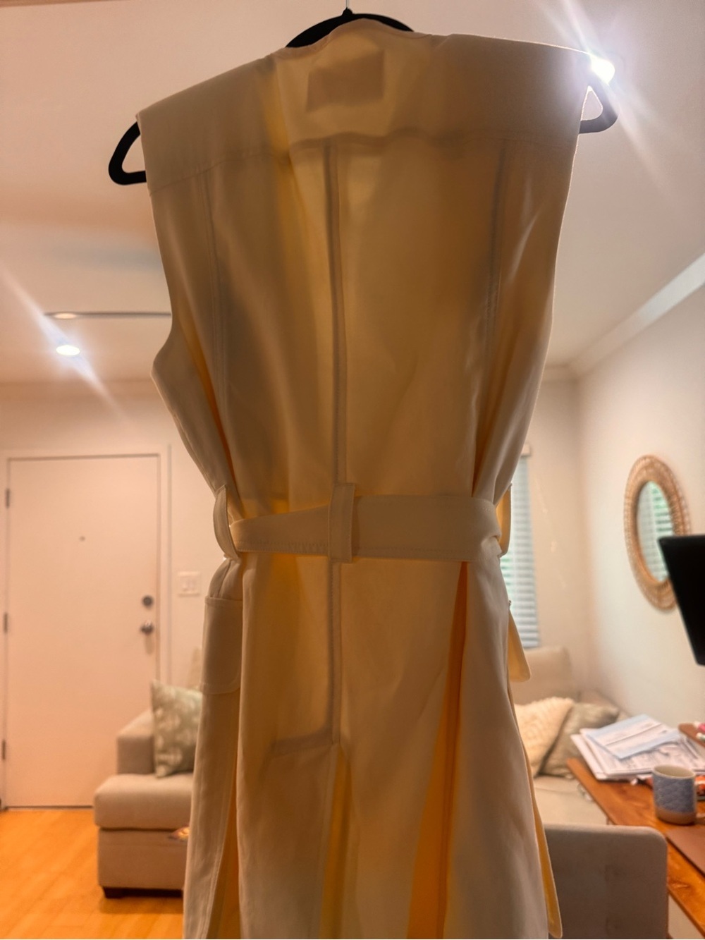 ULLA JOHNSON Sleeveless Belted Vest in Soft Yellow - Picture 5 of 5